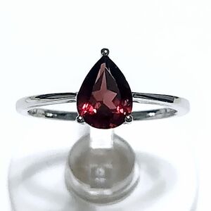 1.25 CT Natural GARNET Pear Sterling Silver size 7 Ring NEW